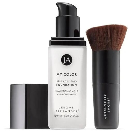 Jerome Alexander My Color Self Adjusting Full Coverage Foundation Makeup with Kabuki Brush ( Medium )