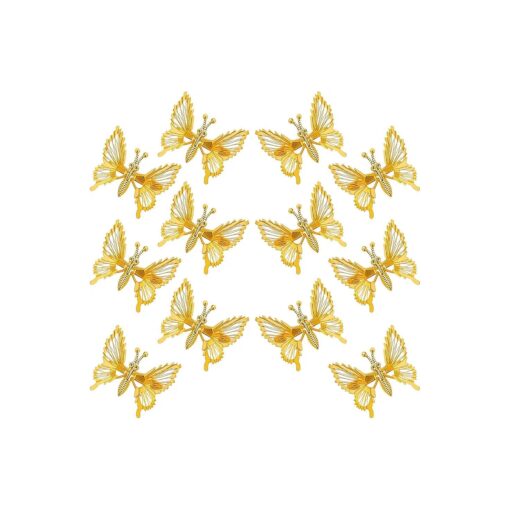 Sajoo 12 PCS 3D Moving Butterfly Hair Clips Butterfly Hair Clips Cute Gold Metal Butterfly Clips for Hair Vivid Butterfly Barrettes Hair Clamps Butterfly Hair Accessories for Women And Girls