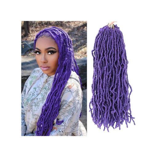 Purple Soft Locs Crochet Hair 18 inch 6 Packs Long Faux Locs Crochet Hair Curly Wavy Crochet Braids Fiber Synthetic Hair African Hair Extensions ( 18 inch Purple )