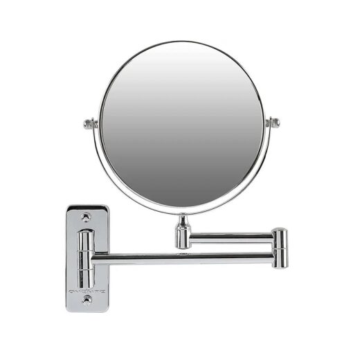 Ovente 7" Wall Mount Makeup Mirror, 1X & 10X Magnifier, Adjustable Spinning Double Sided Round Reflection, Extend, Retractable & Folding Arm, Bathroom & Vanity Decor, Polished Chrome MNLFW70CH1X10X