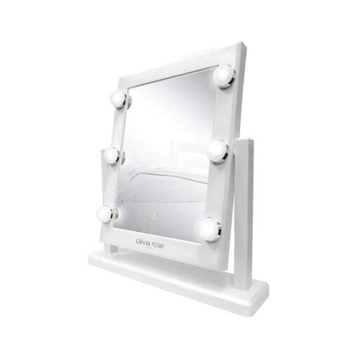 Olivia Rose Vanity Mirror with Lights, Lighted Makeup Mirror Large Mirror Hollywood Style White/Silver