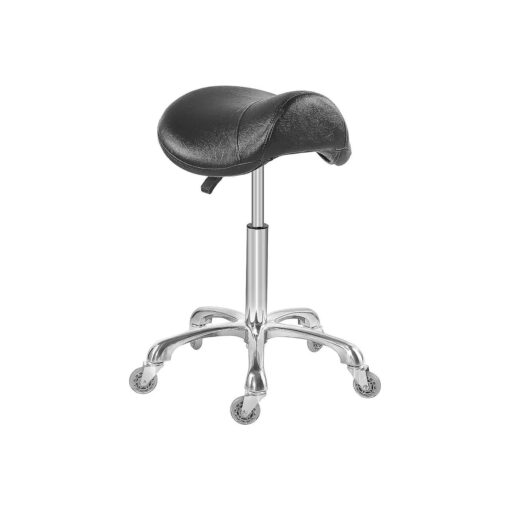 Antlu Saddle Stool Chair for Massage Clinic Spa Salon Cutting, Saddle Rolling Stool with Wheels Adjustable Height ( Black )