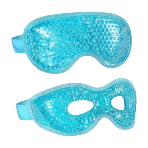 2PCS Gel Eye Mask Reusable Hot Cold Therapy Gel Bead Eye Mask for Puffiness/Dark Circles/Eye Bags/Dry Eyes/Headaches/Migraines/Stress Relief, Cooling Eye Mask Hot/Cold Compress Eye Mask ( Blue )