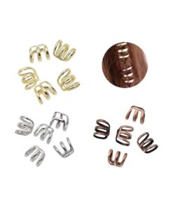 1 Set ( 15 Pcs ) Dreadlock Beads Dread Hair Braid Cuff Clip Adjustable Hair Rings Set, Gold Silver Bronze