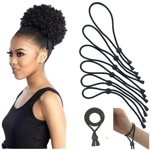 6 Pcs Adjustable Length hair ties for Thick Hair, Afro Hair Accessories for Afro Puffs Thick Curly Natural Hair, Ponytails, Locs, 4c/4b Hair, Pineapples Hairstyles for Black Women Girls