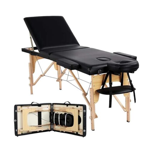 Topeakmart Lash Bed Massage Tables Portable Height Adjustable Salon Bed 3 Folding Face Cradle Bed Tattoo Bed Black