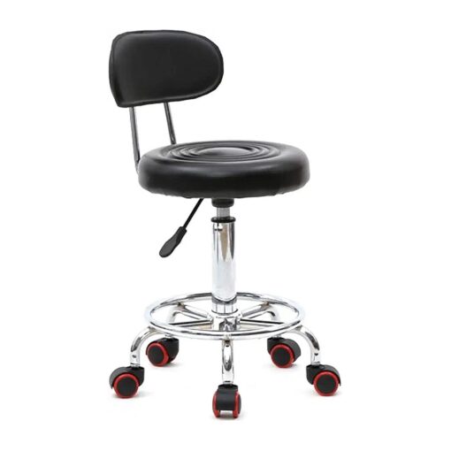 Ochine Adjustable Hydraulic Rolling Swivel Salon Stool Chair Tattoo Massage Facial Spa Stool Chair Round Rolling Massage Stool Chair on Wheels with Foot Rest and Small Back ( Ship from USA )