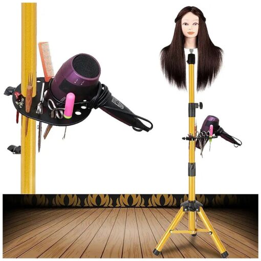 55 Inch Wig Stand Tripod - Adjustable Mannequin Head Stand Tripod Stainless Steel Wig Tripod Stand Wig Head Stand Tripod with Tool Tray ( Mannequin Head Not Included )