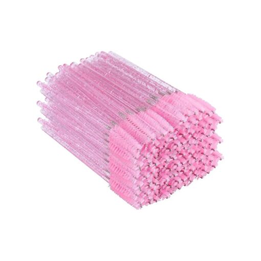 G2PLUS 300PCS Crystal Eyelash Brushes, Pink Disposable Mascara Wands Makeup Applicator, Adjustable Lash Spoolies for Eyelash Extensions and Eyebrow Brush