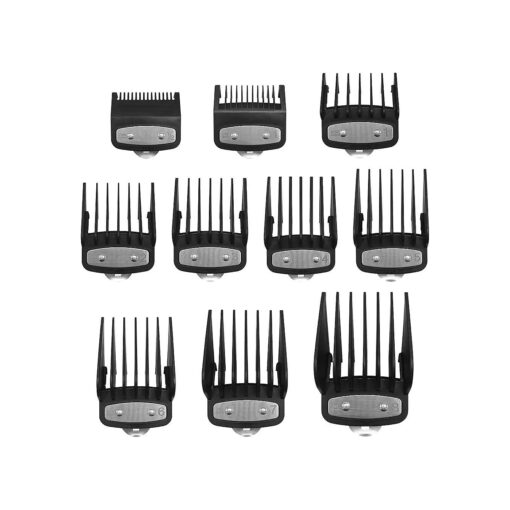 Metal Hair Clipper Guards Guide Combs, from 1/16inch to 1inch ( 1.5-25mm ), Compatible with Wahl Professional Clippers/Trimmer ( Black 10 pack )