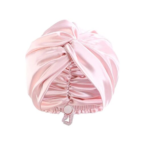 Adjustable Silk Satin Bonnet for Sleeping : Women Night Wrap Sleep Cap Turban for Men, Large Long Curly Hair Braid Stay on Head - Pink