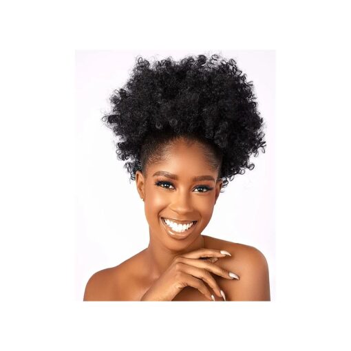 Afro Puff kinky curly Drawstring Ponytail Extension for Black Women Synthetic Short Afro Kinkys Curly Afro Bun Extension Hairpieces Updo Hair Extensions with Two Clips ( 2 # )