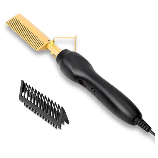 Hot Comb Electric Hair Straightening - Professional Pressing Combs Ceramic Flat Iron Electrical Press Comb Straightener for Black Natural Hair Wigs | High Heat | Fast Heating