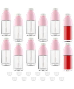 RONRONS 12 Pieces Adorable Empty Lip Gloss Bottles, 8ML Refillable Funny Coke Bottle Shaped Lip Glaze Tube with Wand Brush, Small Travel Split Charging Lip Oil Sample Vials Container DIY Makeup Holder