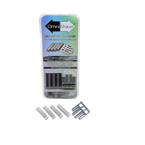 Premium Omnishaver Replacement Cartridge Refill Kit with One Blade Removal Tool - an Alternative to Disposable, Self Cleans & Strops During Use - Durable Smooth & Comfortable 4 Cartridges