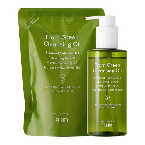 PURITO From Green Cleansing Oil Refill 6.76 fl.oz / 200ml Gentle Facial Cleanser, Cruelty-free & Vegan, Nature-derived Oils ( Refill Set )