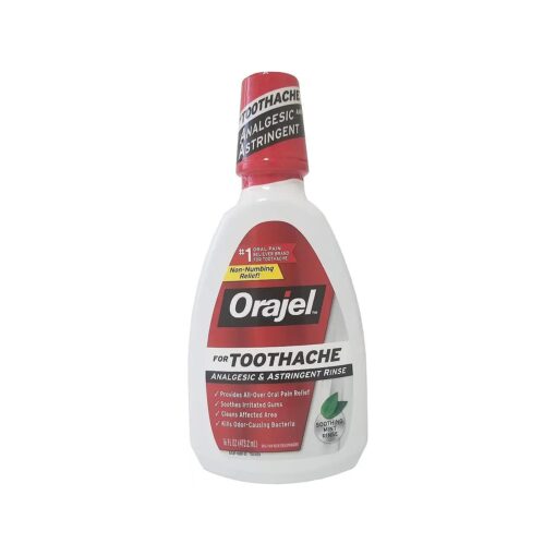 Orajel Soothing Mint Double Medicated Analgesic & Astringent Rinse for Toothache, 16 fl oz ( Bundle of 2 )