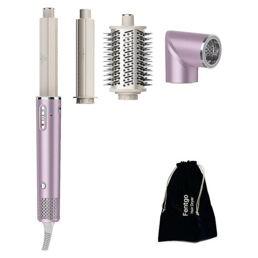 Air Styling and Drying System : 4 in 1 Hair Styler with Automatic Curlers Powerful Hot Air Brush Styler and Dryer for Hair Styling ( Purple 4 in 1 with Bag )