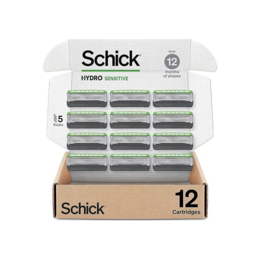 Schick Hydro Sensitive Razor Refills, 12ct | Razor Blades Refills, Razor Blades for Men, Shaving Blades for Men, Hydro Razor Blades Refill, 5 Blade Razor Men, 12 Refills