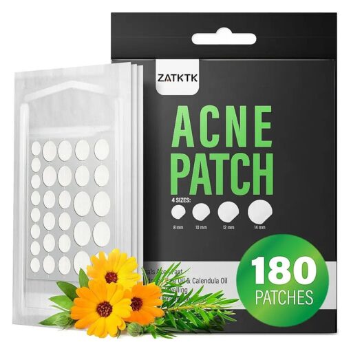 Acne Pimple Patch ( 180 Counts 4 Sizes ), Invisible Hydrocolloid Acne Patch with Tea Tree Oil & Calendula Oil, Acne Spot Healing Patch Zit Patches