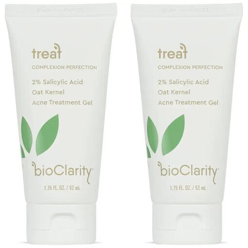 bioClarity Acne Treatment Gel | 2 % Salicylic Acid + Moisturizing Oat Kernel | 100 % Vegan, Clean Ingredients | 1.75 Fl Oz ( Pack Of 2 )