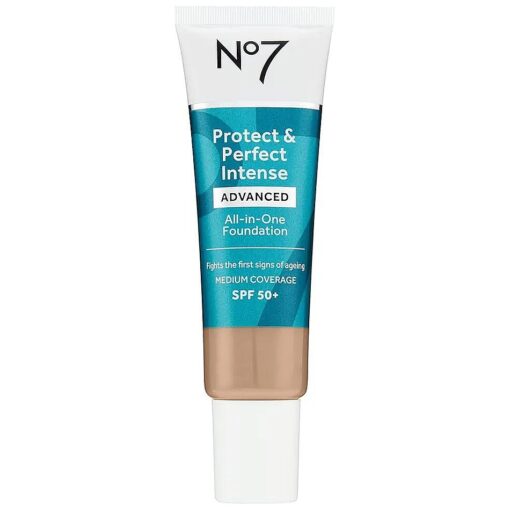 No7 Protect & Perfect Advanced All in One Foundation - Warm Beige - Age Defying Foundation Makeup with SPF 50 for Women - Makeup Base Cream Helps to Reduces Redness & Blurs Visible Pores ( 30ml )