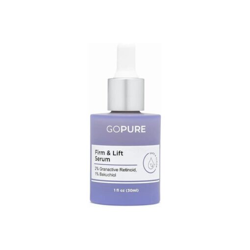 goPure Actives Firm & Lift Serum - Anti-Aging Serum with Retinol for more Smooth, Even-Texture and Glowing Skin, and Antioxidant Bakuchiol for Collagen Support and Firmer-Looking Skin - 1 fl oz