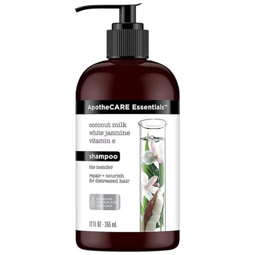 ApotheCARE Essentials The Mender Damaged Hair Repair Shampoo, Coconut Milk, White Jasmine, Vitamin E, 12 oz