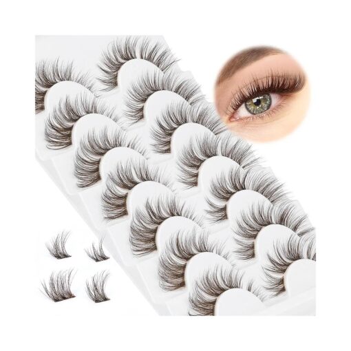 Lash Clusters Brown Lashes Natural Look False Eyelashes Mink DIY Individual Lashes Fluffy Wispy Lashes Brown Natural Lashes Extensions by GVEFETIEE 7 Pairs