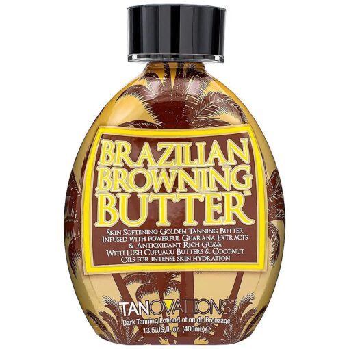 Brazilian Browning Butter Dark Tanning Lotion - Skin Softening Golden Tanning Butter with Cupuacu Butters & Coconut Oils for Intense Skin Hydration 13.5 oz .