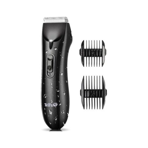 Telfun Body Hair Trimmer for Men, Womens Bikini Trimmer, Electric Razor/Shavers for Ball Groin, Replaceable Ceramic Blade Heads, Waterproof Wet/Dry, with Light, Ultimate Male Hygiene Razor ( Black )