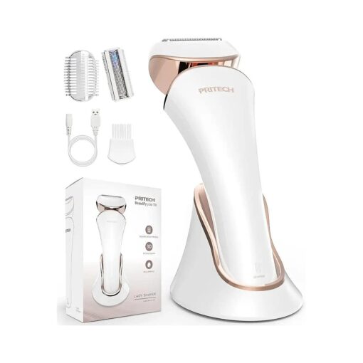 Electric Shaver for Women, Ladies Shaver, Lady Razor for Legs, Arm, Underarm, Bikini, USB Rechargeable Razor Wet & Dry Cordless for Woman by PRITECH