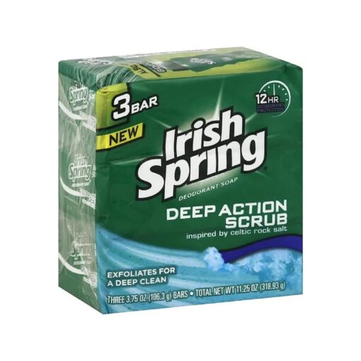 Irish Spring Deep Action Smoothening, Moisturizing, Exfoliating Scrub Bar Soap 3 Pack