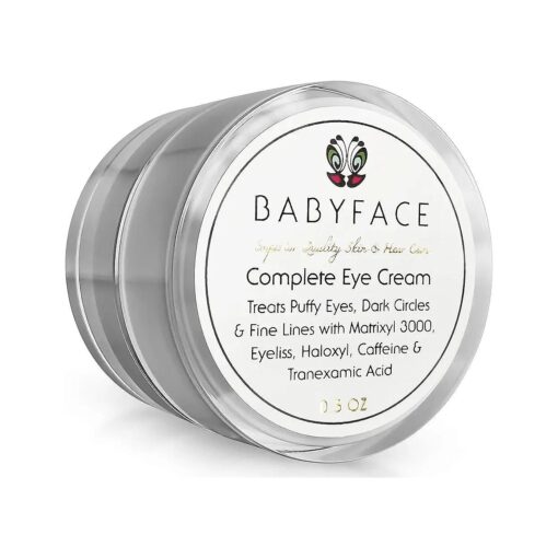 Babyface Complete Eye Cream for Dark Circles, Wrinkles, Bags & Puffy Eye Reduction Brightens & Smooths Under Eyes with Caffeine, Haloxyl, Eyeliss, & Matrixyl 3000 ( 15 ml )