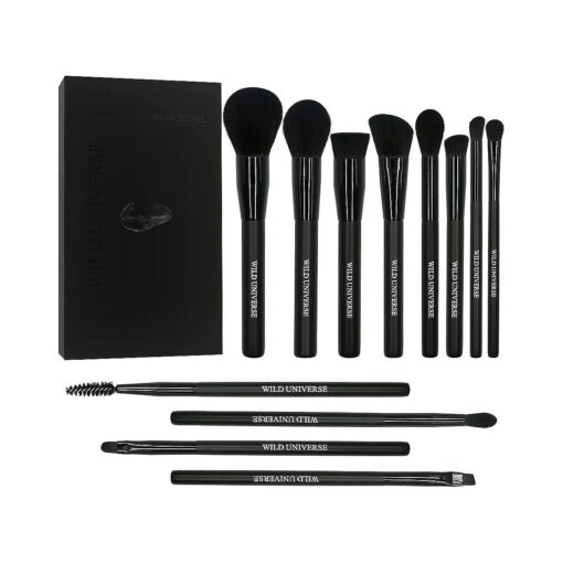 Makeup Brushes 12Pcs Makeup Brushes Set Professional, Premium Synthetic Kabuki Foundation Powder Contour Blush Concealer Eyeshadow Blending Highlighter Eyeliner Eyebrow Makeup Brush ( Black )