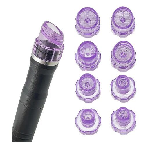 Elitzia Plastic Hydro Dermabrasion Microderma Heads Hydra Facial Aqua Peel Tips Water Peeling Caps Facial Care Skin Cleaning Tool Beauty Machine Replacement Spare Parts 8pcs Per Set ( Lilac )