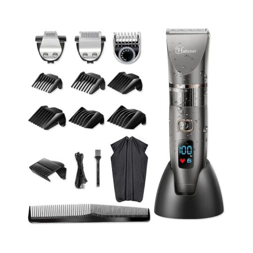 Hatteker Beard Trimmer for Men Professional Hair Clipper Hair Trimmer Shaver Haircut Detail Trimmer Hair Cutting Kit for Men Cordless Waterproof