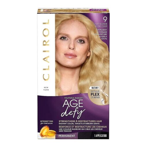 Age Defy Permanent Hair Dye, 9 Light Blonde Hair Color, 1 Count