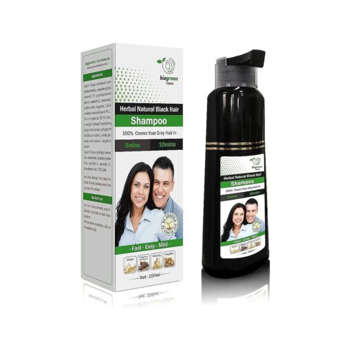 Herbal Natural Black Hair Color Shampoo - Grey Hair Coverage in 10 Minutes - Hair Coloring for Men, Women, All Hair Types - Natural Black Hair Dye - 200 ml Size