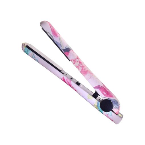 HerStyler Fusion Ceramic Flat Iron Hair Straightener - 1.25 Inch Hair Straightener for Chic Hairstyles - Dual Voltage Ceramic Hair Straightener with Adjustable Temperature - Floral Pink