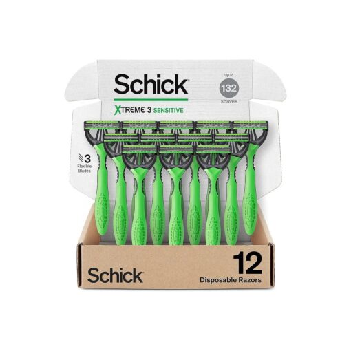 Schick Xtreme 3 Original Razor -- Disposable Head Razor for Sensitive Skin, 12 Count