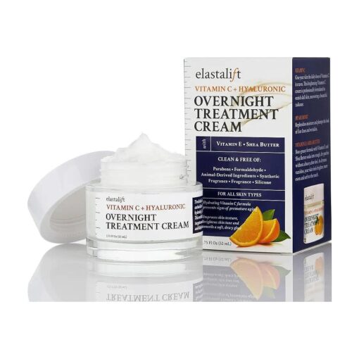 Elastalift Renewing Night Cream | Brightening Vitamin C Cream + Hyaluronic Acid Moisturizer For Face | Oil-Free Overnight Correcting Facial Treatment Night Lotion | Skin Care Face Cream, 1.75 Fl Oz