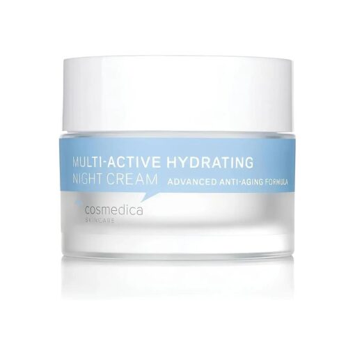 Cosmedica Skincare Multi-Active Hydrating Night Cream - Revitalizing Overnight Moisturizer & Anti-Aging Cream for Face and Neck with Hyaluronic Acid, Organic Shea, Glycolic Acid and Vitamin E 2 oz