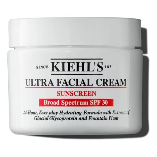 Ultra Facial Cream with SPF 30, Lightweight Daily Face Moisturizer for All Skin Types, 24-hour Hydration, UV Sunscreen Protection, Non-greasy, Absorbs Quickly, with Glacial Glycoprotein