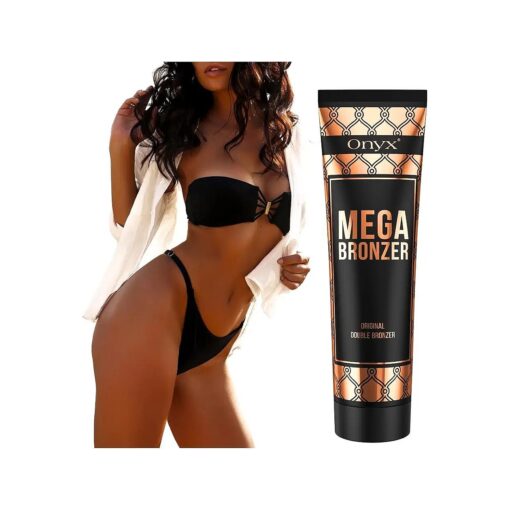 Mega Bronzer Indoor Tanning Lotion - Double Bronzing Tanning Lotion for Tanning Beds - White Bronzer with Anti-Orange Formula for Stain-Free Effect and Gradual Tanning