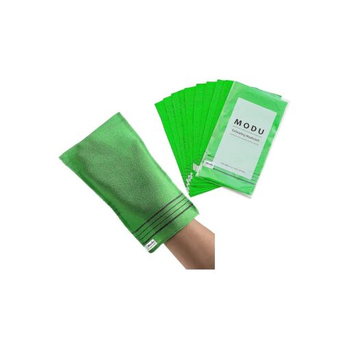 Modu 10 Pcs Korean Exfoliating Mitt Bath Washcloth 9.1 X 6 in-Asian Italy Towel ( Large 10 Pcs Green )