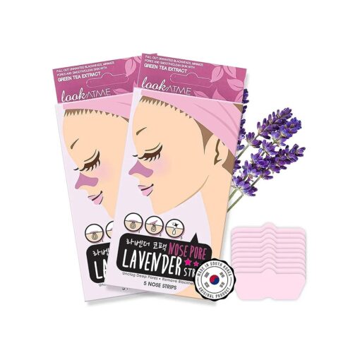 Look At Me Nose Pore Strips ( 2-Pack, 10 Nose Strips ), Korean Skin Care Blackhead Remover with Lavender, K Beauty Pore Cleaner and Pore Extractor, Acne Mask for Blackhead Removal, Adhesive Pore Mask .