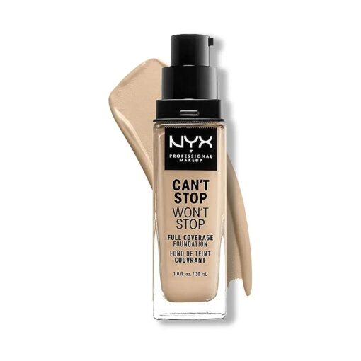 NYX PROFESSIONAL MAKEUP Ca n't Stop Wo n't Stop Foundation, 24h Full Coverage Matte Finish - Nude