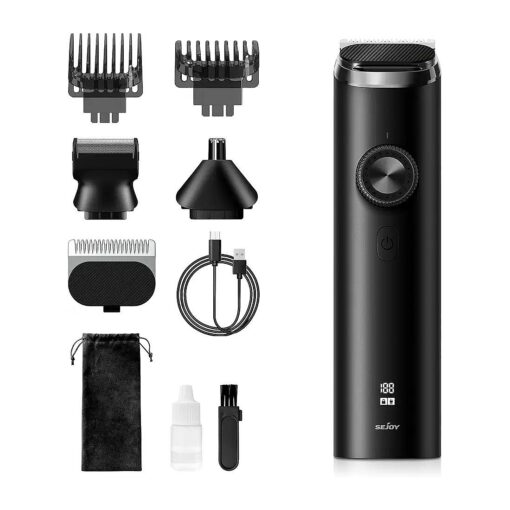 Sejoy Beard Trimmer for Men, Cordless Hair Clippers Hair Trimmer, Waterproof Mustache Body Nose Ear Facial Cutting Shaver, Electric Razor All in 1 Grooming Kit, USB Rechargeable & LED Display