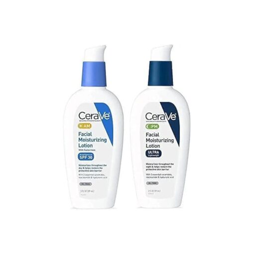 CeraVe Facial Moisturizing Lotion 3oz, AM/PM Bundle